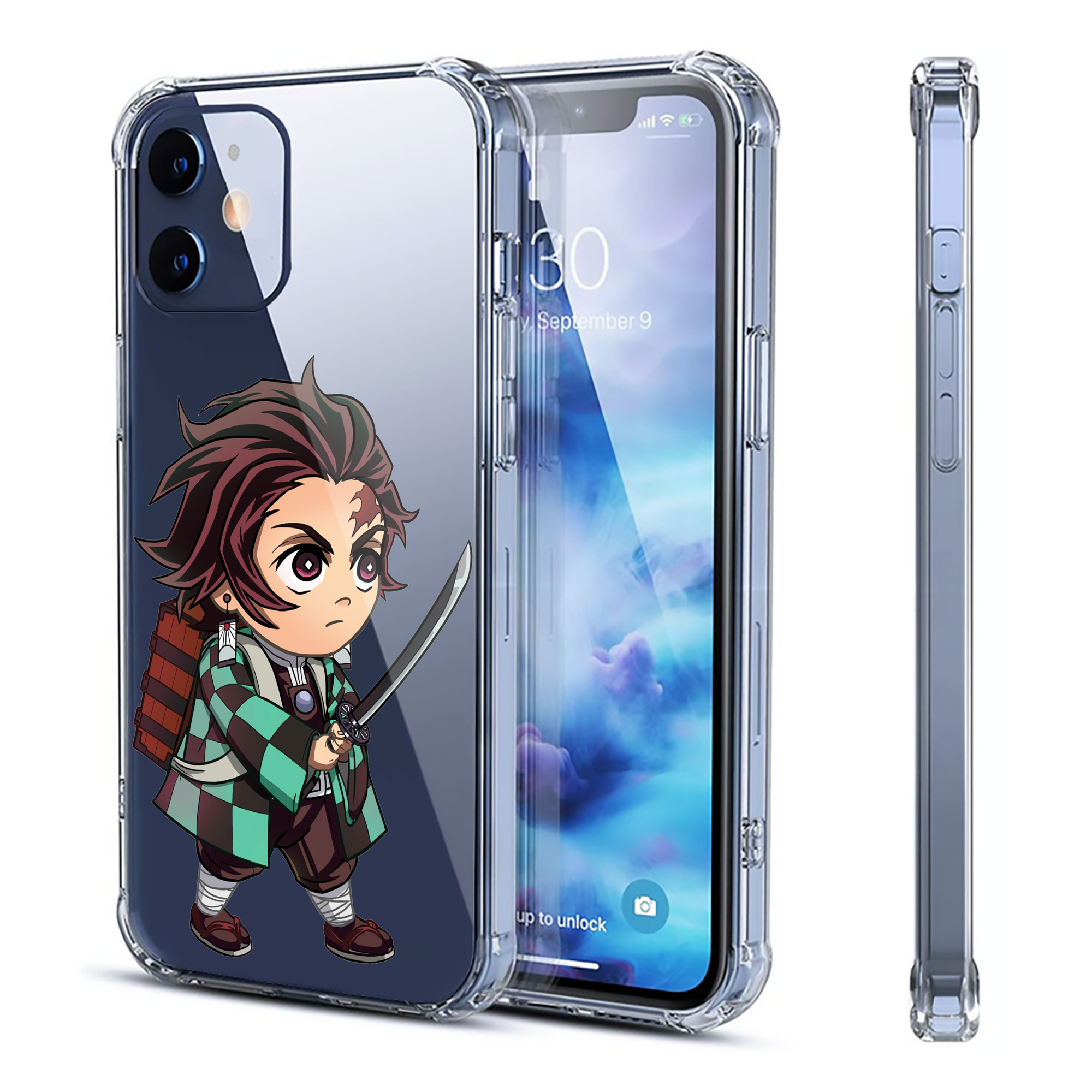 （画像用） 鬼滅の刃 竈門 炭治郎／かまど たんじろう Kamado Tanjirou 【iPhone 12シリーズ対応】透明スマホケース（クリアソフトケース）